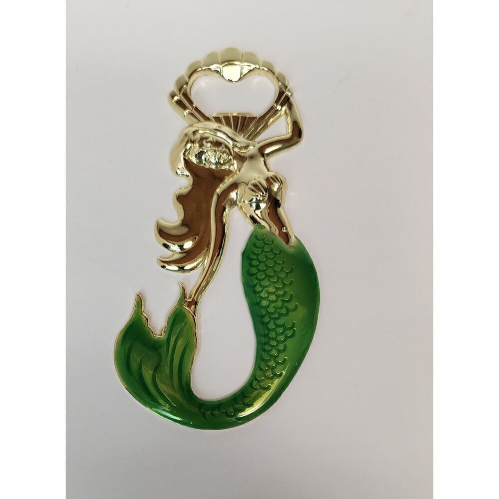 Gold Metal & Green Enamel Mermaid Bottle Opener by Blush
